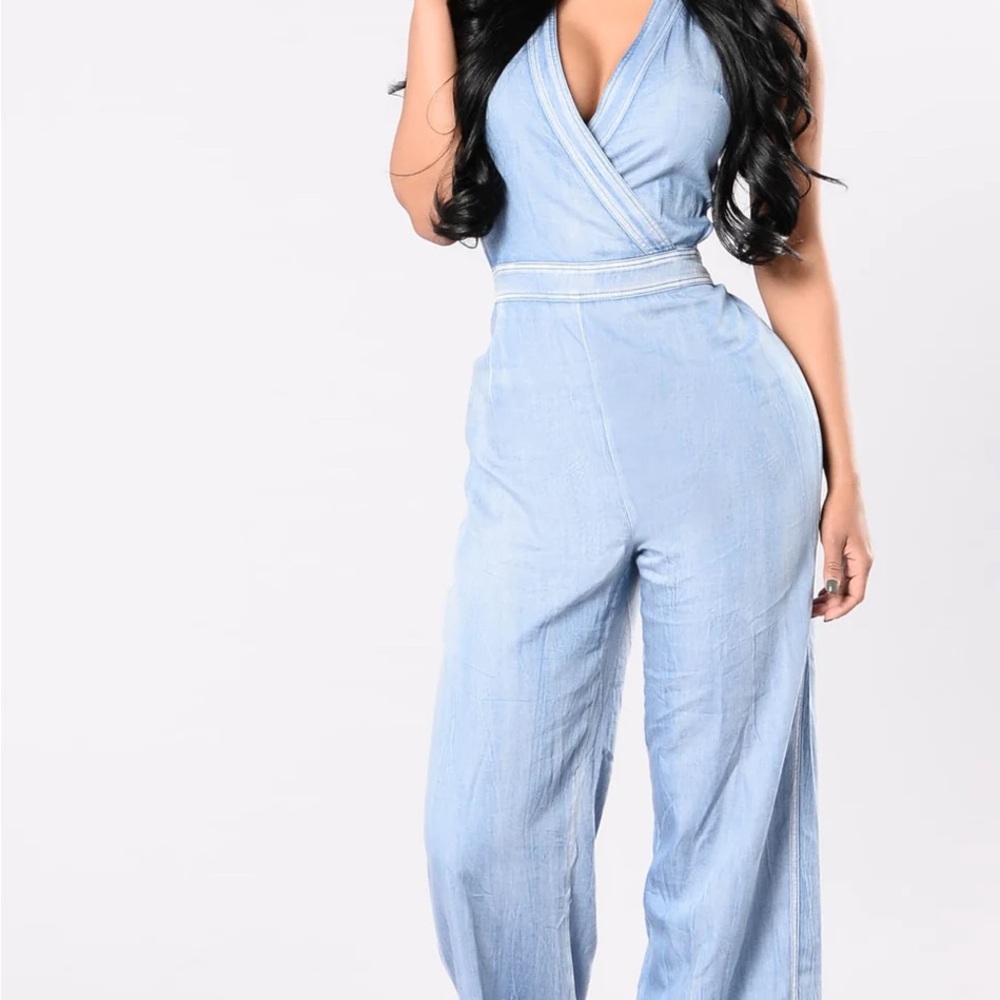 Fashion Nova Light Blue Jumpsuit